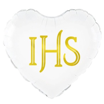 Balon białe serce Komunia Święta ,balon foliowy IHS 45 cm