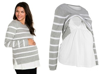 97K Bonprix sweter ciążowy do karmienia z doszytą bluzką 2W1 48/50 5XL