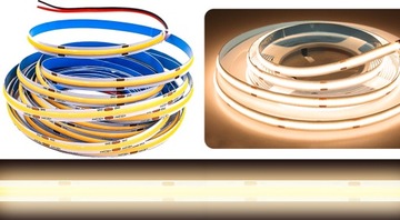 Светодиодная лента WARM COB 12В 12Вт/м 480LED 3000К НЕОН СИЛЬНАЯ И ПЛОТНАЯ ЛИНИЯ 5М