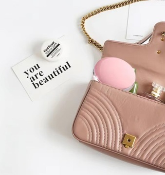 Белое карманное зеркало со светодиодной подсветкой + декоративная сумка