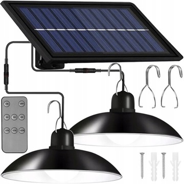 Solarna Lampa 2x Żyrandol Wisząca LED Pilot Zestaw