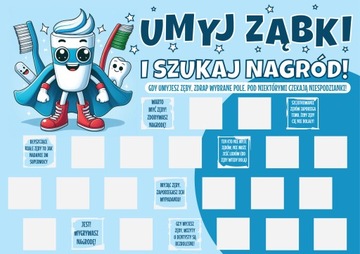 ZDRAPKA DLA DZIECI MYCIE ZĘBÓW MOTYWACYJNA UMYJ ZĄBKI NAGRODY