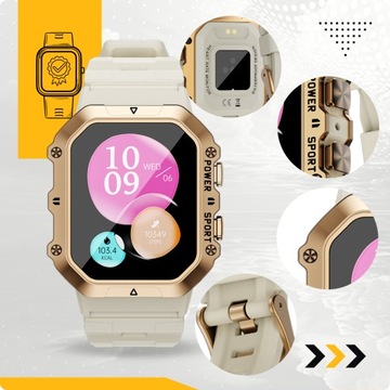 SPORTOWY SMARTWATCH DAMSKI ZEGAREK WODOODPORNY POLSKIE MENU ROZMOWY AMOLED