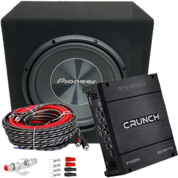 Skrzynia Basowa Pioneer 1400W + Crunch GPX + Kable