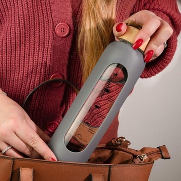 BIDON BUTELKA SZKLANA NA WODĘ WESSPER 500ml 0,5l + pokrowiec z silikonu