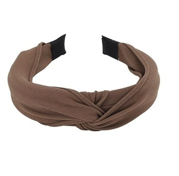 Классический прямой ободок для волос, коричневый тюрбан, широкий узел.