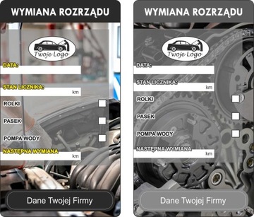 NAKLEJKI WYMIANA OLEJU serwis rozrządu 100 szt