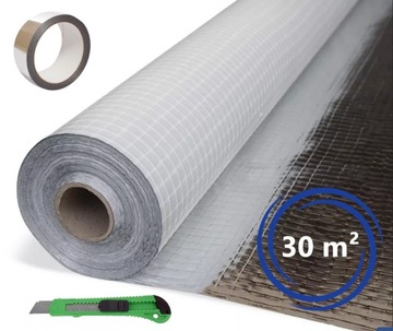 FOLIA PAROIZOLACYJNA ALUMINIOWA DACHOWA 110g SECCO 30m² + TAŚMA COROFLEX
