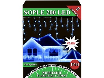 SOPLE ZEWNĘTRZNE 200 LED FLASH ISKRA NIEBIESKIE