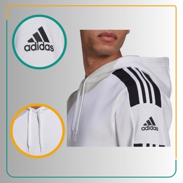 ADIDAS BLUZA MĘSKA Z KAPTUREM SQUADRA 21 BIAŁA r. S