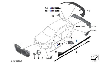 Фольга Frozen Black BMW X5 OEM № 51142456383