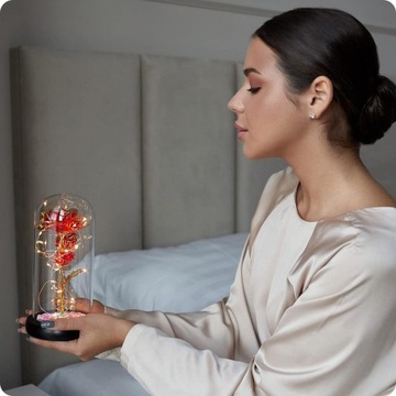 ВЕЧНАЯ РОЗА В СТЕКЛЕ, СВЕТЯЩАЯСЯ СВЕТОДИОДНАЯ ИДЕЯ ПОДАРКА - ЦВЕТА