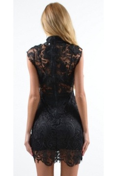ЧЕРНОЕ КРУЖЕВНОЕ СЕКСУАЛЬНОЕ НОВОГОДНЕЕ КОРОТКОЕ МИНИ-ПЛАТЬЕ М 38