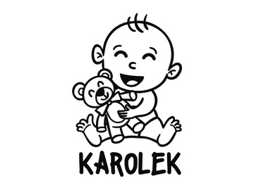 Naklejka na auto BOBAS W AUCIE Twoje Imię *23cm *Kolory