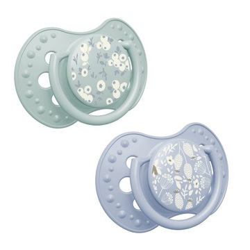 LOVI Smoczek silikonowy dynamiczny 18m+ 2 szt. Blossom Blue