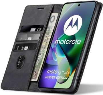 ETUI SKÓRZANE MAGNETYCZNE DO MOTOROLA MOTO G54 5G / Power Edition SZKŁO