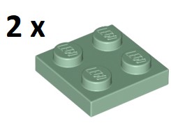 LEGO Sand Green Plate 2 x 2 3022 2 szt
