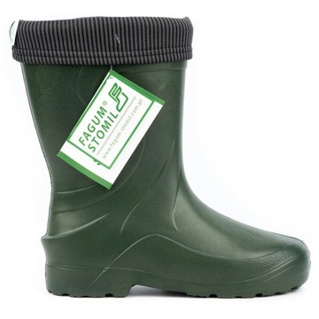 Lekkie Buty Kalosze Gumowce Gumiaki EVA ocieplane VERONA oliwka 35