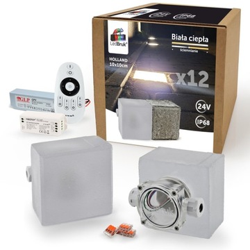 12x Kostka Brukowa LED 24V 10x10cm BC 3100K IP68