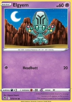 Oryginalna Karta Pokemon Silver Tempest - Elgyem SIT 079