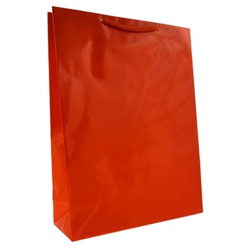 torba papierowa laminowana POMARAŃCZOWA 24x9x32cm pakiet 10 szt torebek