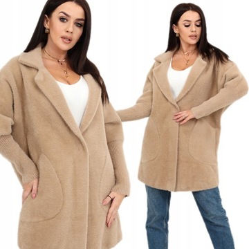 ALPAKA OVERSIZE PLUS SIZE 44-54 CAMELOWY 1918