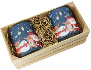 PREZENT ŚWIĄTECZNY ZESTAW KUBKÓW W SKRZYNCE KUBKI