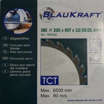 TARCZA DO DREWNA 200x80Tx32/30/25,4BLAUKRAFT