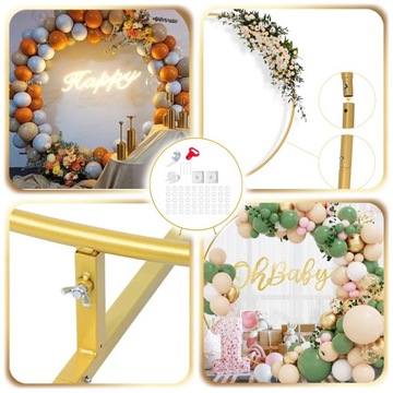 STOJAK METALOWY STELAŻ KOŁO 2m BALONY na 18 ŚCIANKA TŁO ŚLUB ROCZEK KOMUNIA