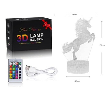 RGB светодиодный ночник с пультом, Единорог