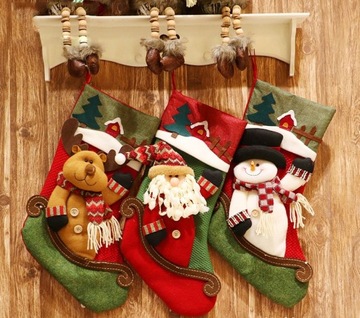 РОЖДЕСТВЕНСКИЙ НОСОК 3 ШТ ЛОСЬ САНТА СНЕГОВИК