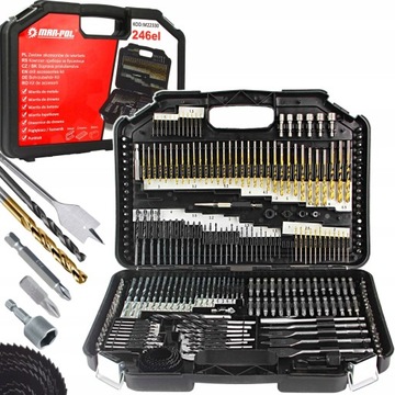 Zestaw akcesoriów Mar-Pol M22330 do wiertarki 246 elementów