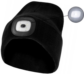 ИЗОЛИРОВАННАЯ ЗИМНЯЯ ШАПКА СО СВЕТОДИОДНЫМ ФОНАРЕМ, ЧЕРНАЯ USB PROCERA