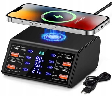 Szybka Ładowarka Bezprzewodowa Zasilacz 100W QC3.0