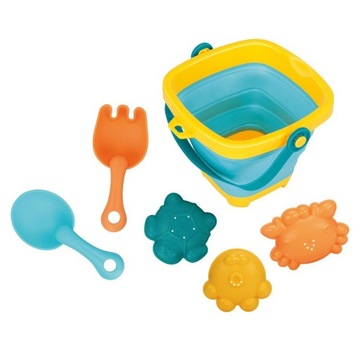 НАБОР ПЕСОЧНИЦЫ, ВЕДРО, ЛОПАТА, РАББЫ, ФОРМЫ, 6 шт. ВУПИ