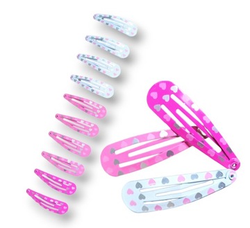 Spinki klik-klik do włosów PYKI 10 sztuk SERDUSZKA