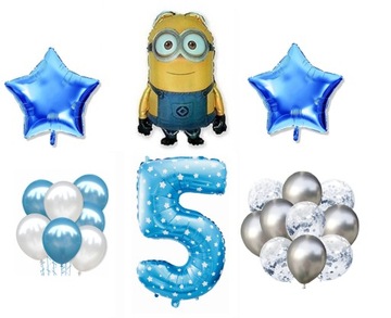 Mini Zestaw Minionki 5 Urodziny Balony DAVE