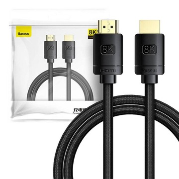 Kabel HDMI 2.1 8K 60Hz, 3D, HDR, 48Gbps, 1m czarny