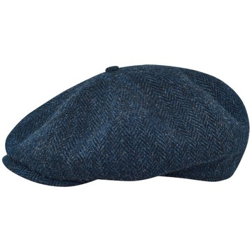 MĘSKI KASZKIET PEAKY WIOSNA JESIEŃ CIEPŁY CZAPKA NIEBIESKA HARRIS TWEED 59L