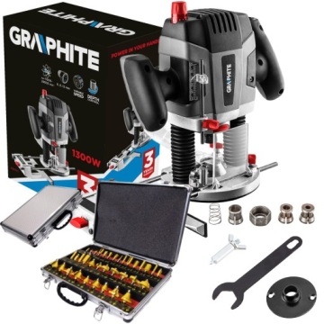 GRAPHITE FREZARKA GÓRNOWRZECIONOWA 59G717 TULEJE 6-8-12mm +FREZY 35 WALIZKA