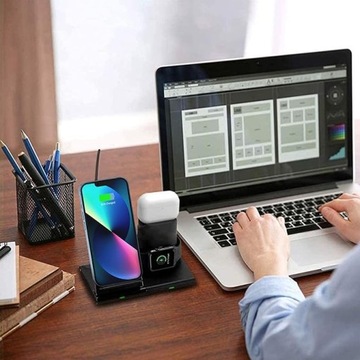 БЕСПРОВОДНОЕ ИНДУКЦИОННОЕ ЗАРЯДНОЕ УСТРОЙСТВО 3 В 1 ДЛЯ IPHONE