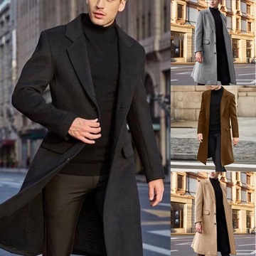 Płaszcz męski elegancki klasyczny czarny S-3XL