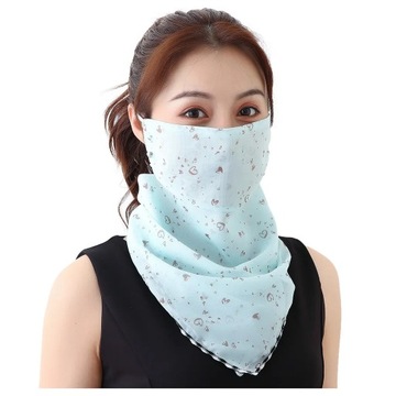 Fashion Face Cover Breathable Anti-Dust Sunscreen Neck Cover Women Chiffon