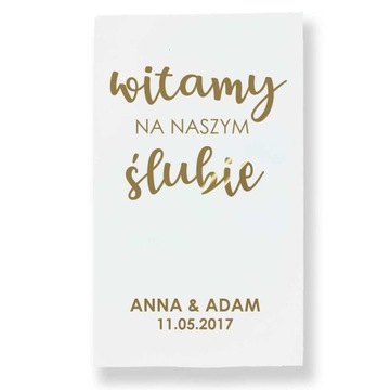 Tablica powitalna na ślub i wesele, Witamy + imiona + data, tablica 40x70