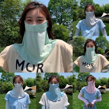 Ледяная шелковая бандана, многоразовые маски для верховой езды на открытом воздухе, женские ушные петли от солнца