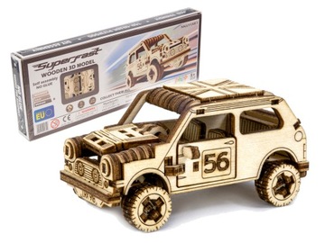 Drewniane Puzzle 3D Mechaniczny Samochód Rajdowy 1