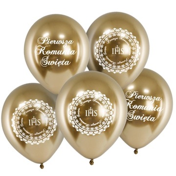 Balony komunijne I Komunia Św Chrom shiny IHS