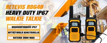 Рация Retevis RB648, водонепроницаемая радиостанция IP67, 2000 мАч, SOS VOX USB-C
