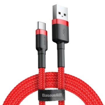 Długi Mocny kabel USB-A - USB-C 2m Baseus oplot Szybkie ładowanie 2A typ C