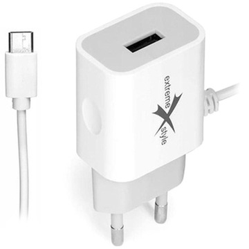 ŁADOWARKA SIECIOWA Z KABLEM USB TYP C + USB - 2.4A